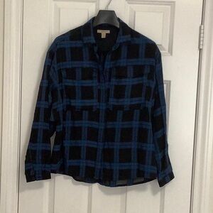 Burberry Blue and Black Button Down Shirt